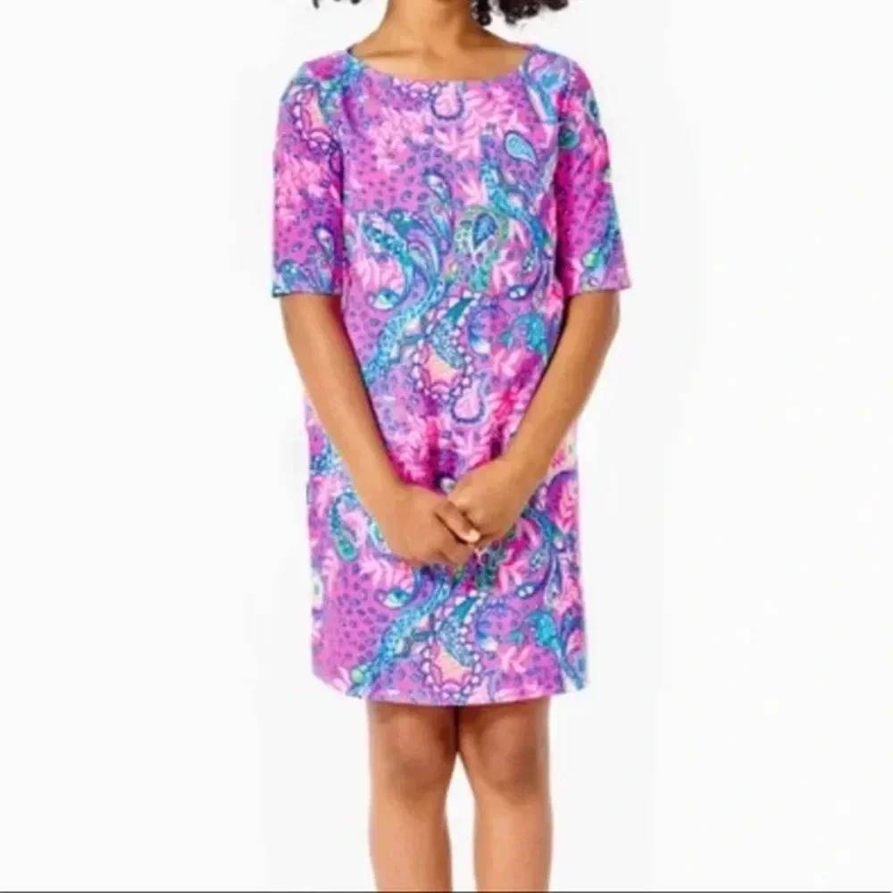 Lilly Pulitzer Girls Mini Marlowe Dress Plumeria Pink Strut Your Stuff Large